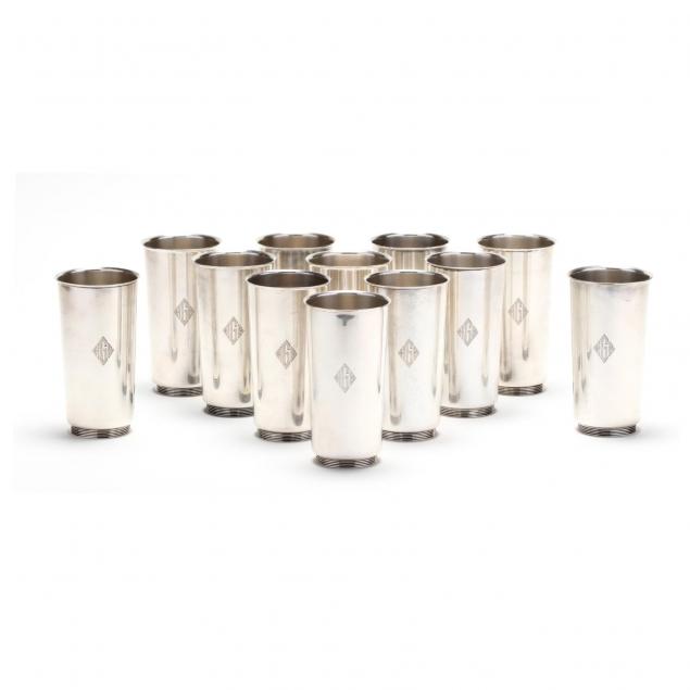 a-set-of-twelve-art-deco-sterling-silver-tumblers