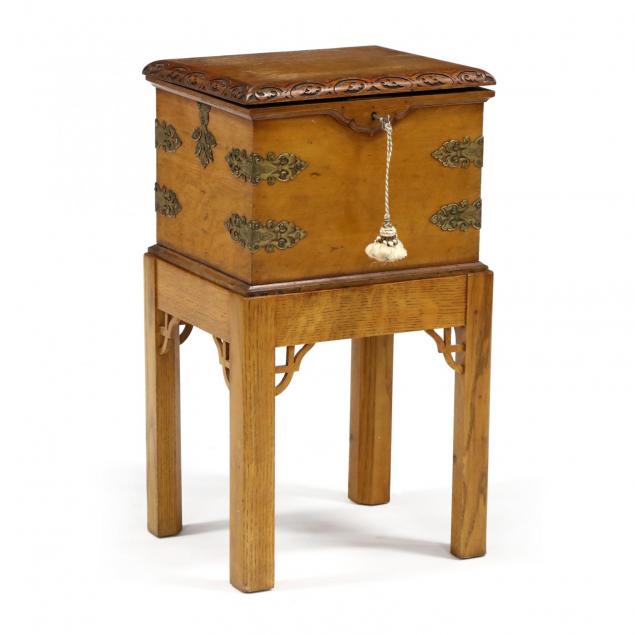 edwardian-carved-oak-box-on-stand