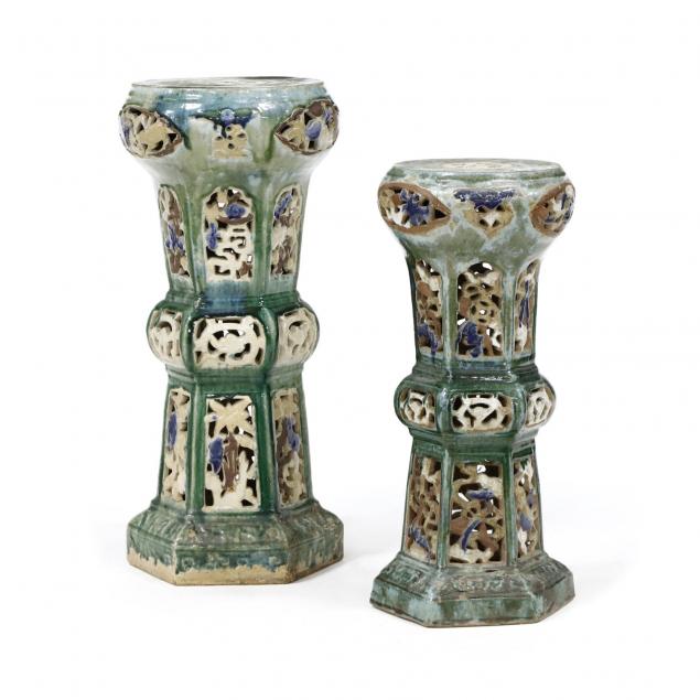 two-similar-chinese-reticulated-sancai-glazed-garden-pedestals