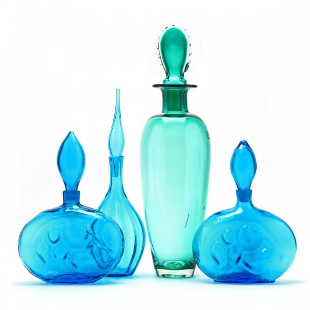 blenko-four-large-art-glass-decanters