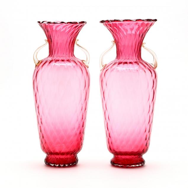 murano-pair-of-cranberry-vases