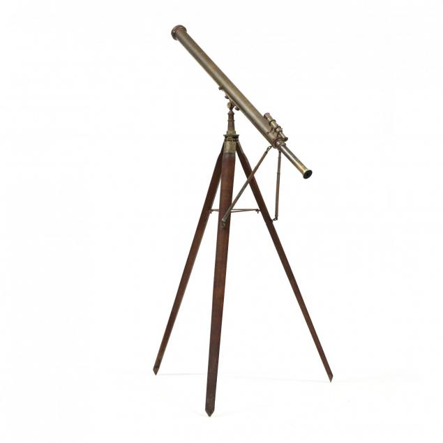 large-brass-telescope-mounted-on-walnut-tripod