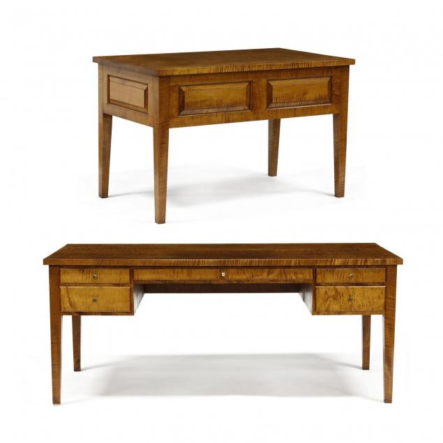 barton-sharpe-custom-tiger-maple-executive-desk-and-return