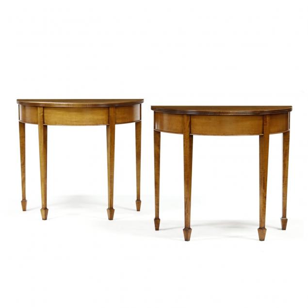 barton-sharpe-pair-of-federal-style-tiger-maple-demilune-tables