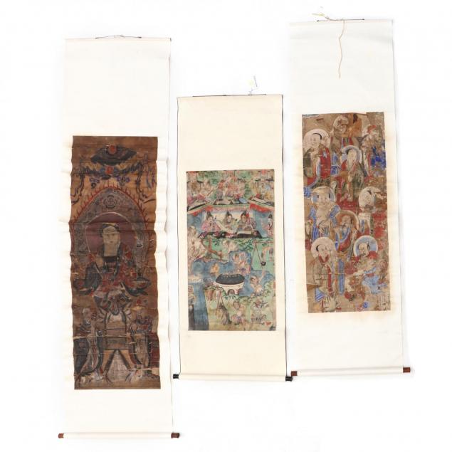 three-chinese-scroll-paintings