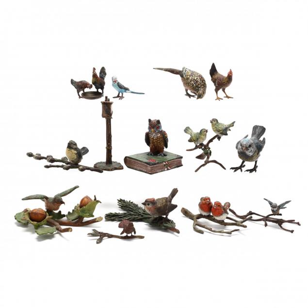 a-collection-of-cold-painted-bronze-birds