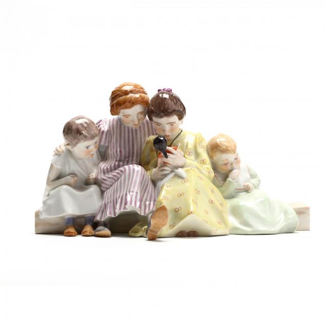 meissen-porcelain-four-children-on-a-bench