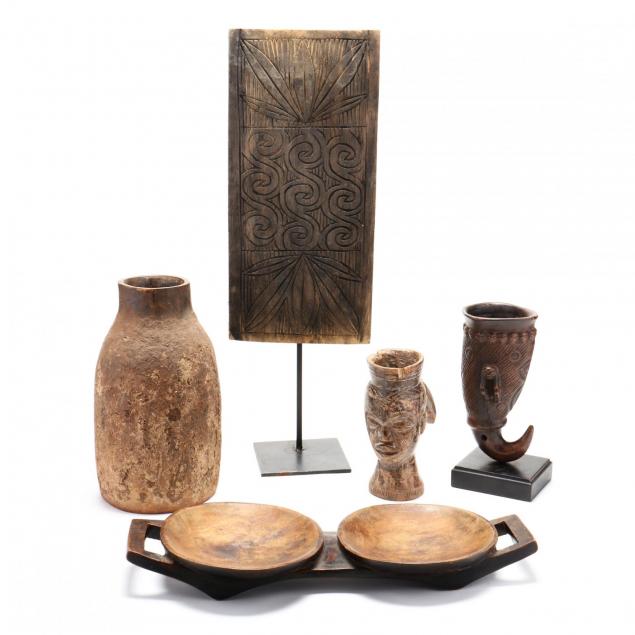 five-african-carved-wood-objects