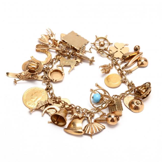 vintage-14kt-gold-charm-bracelet