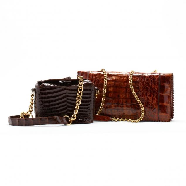 two-vintage-alligator-bags