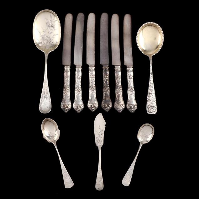 group-of-antique-sterling-silver-flatware