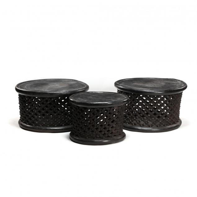 three-carved-bamileke-king-stools