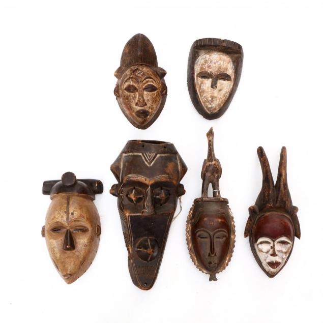 six-african-carved-wood-tribal-masks