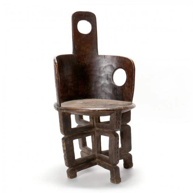 african-carved-wood-barrel-back-chair
