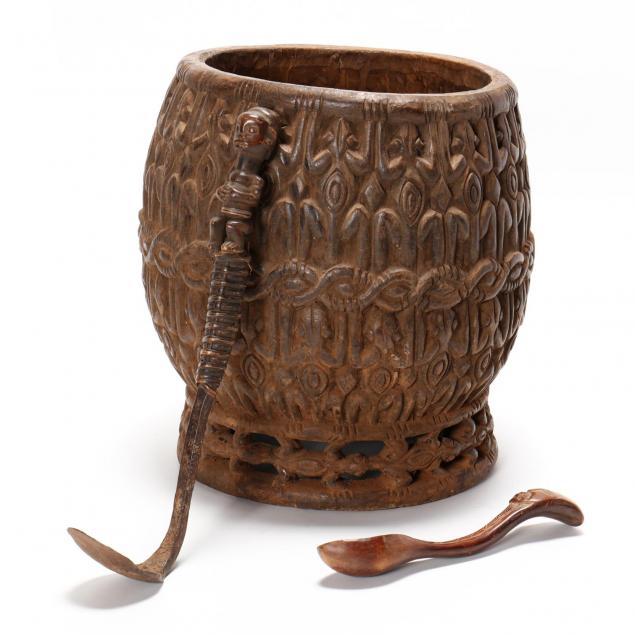 african-carved-ritual-bowl-and-ladles
