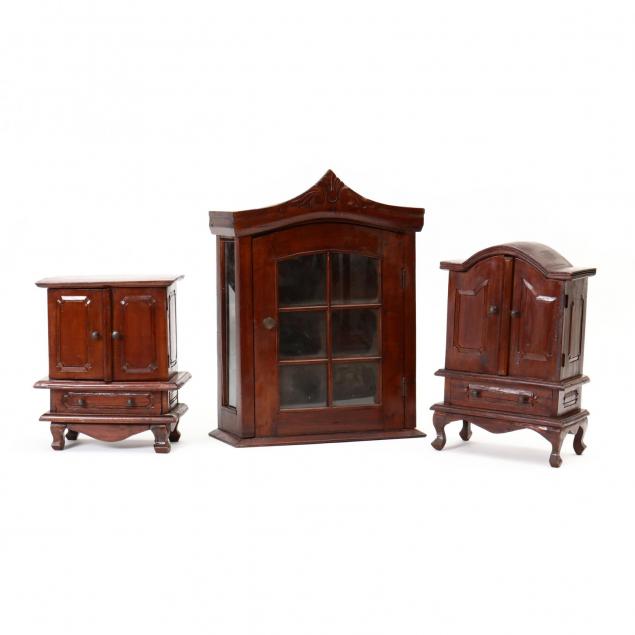 three-carved-mahogany-miniature-cabinets