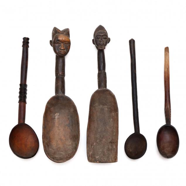 five-african-carved-wood-spoons