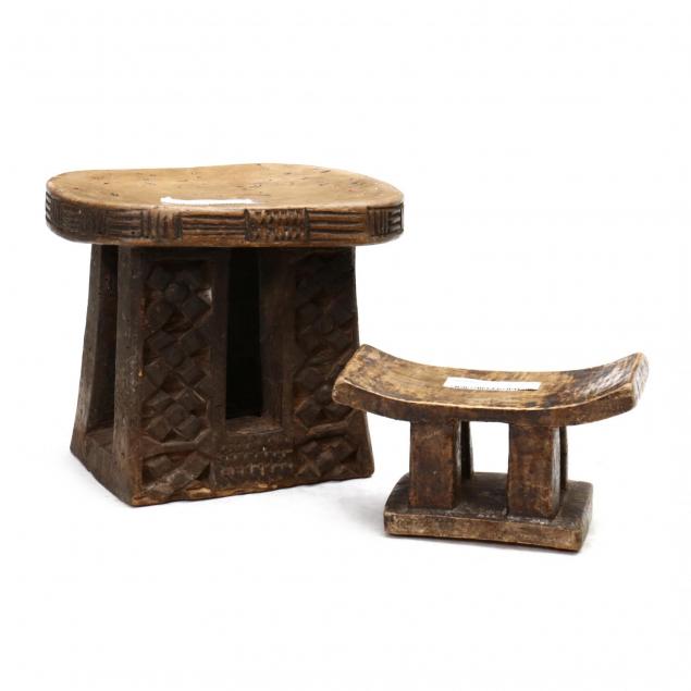 two-african-objects-one-dogon-stool-and-one-ashanti-headrest