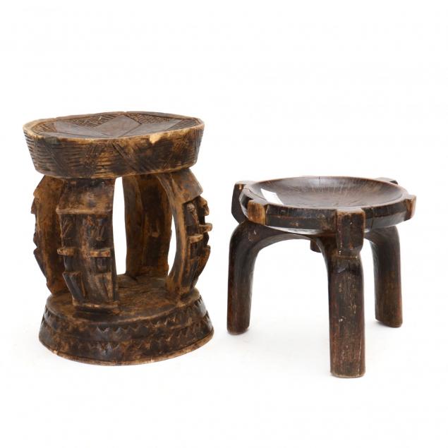 two-african-carved-wood-stools-one-hehe-and-one-dogon