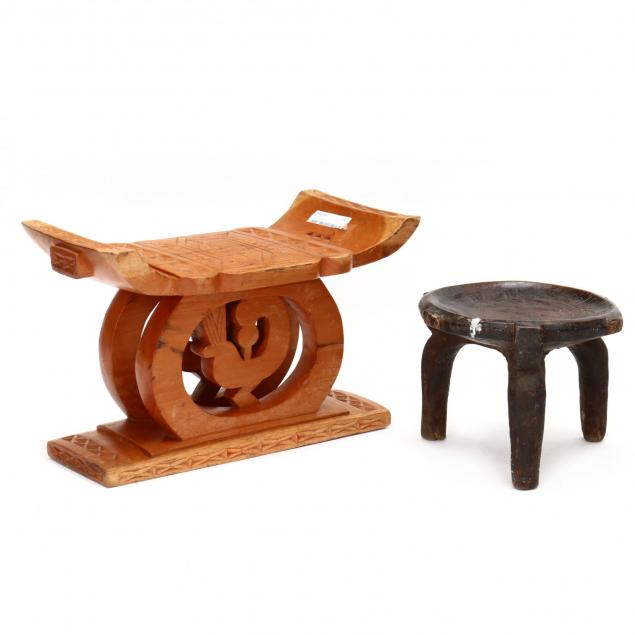 one-hehe-and-one-ashanti-carved-wood-stools