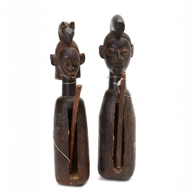 two-african-carved-wood-yaka-bayaka-slit-drums