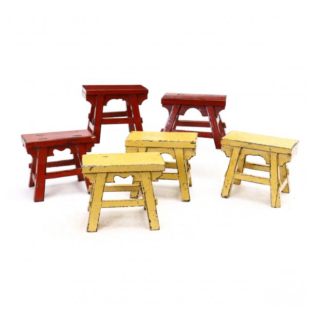 six-chinese-painted-small-wood-stools