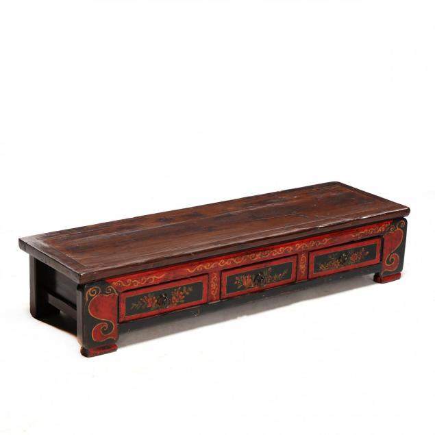 chinese-paint-decorated-three-drawer-low-table