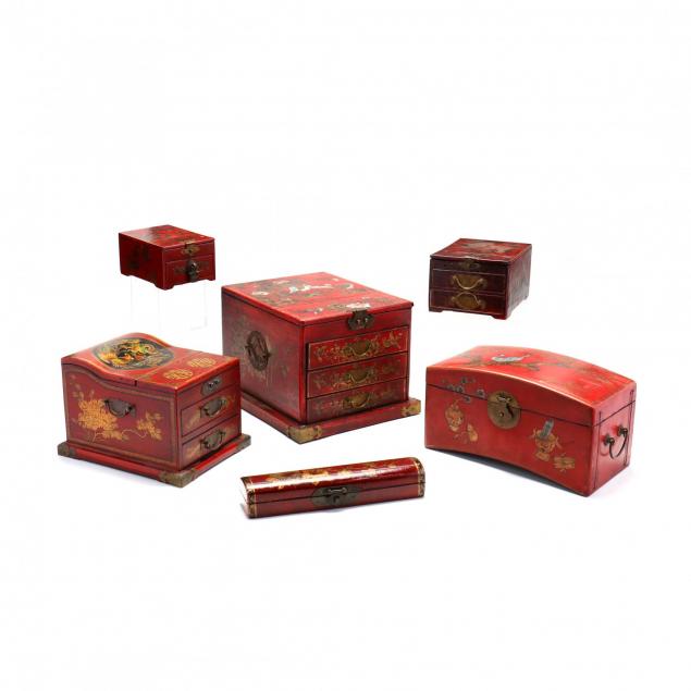 a-group-of-six-red-chinese-boxes