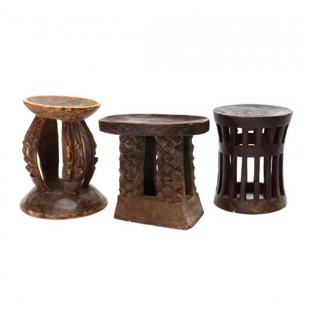 three-african-carved-wood-stools