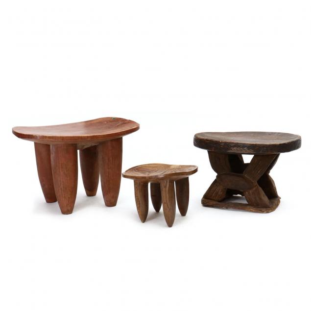 three-african-carved-wood-stools