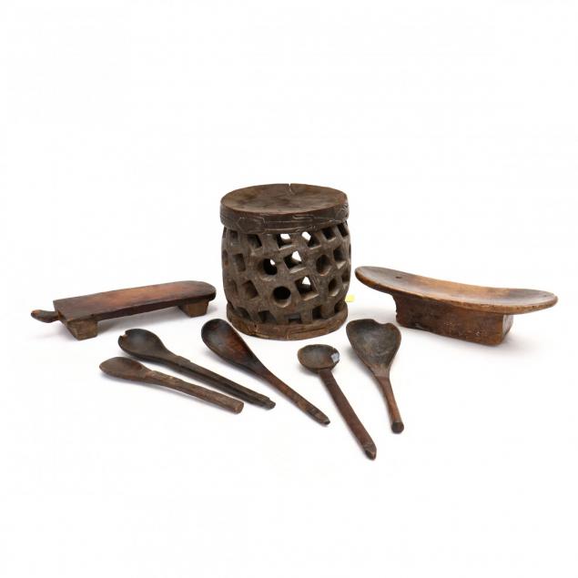 african-carved-wood-stools-and-spoons