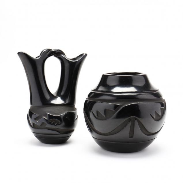 pablita-chavarria-santa-clara-1914-1979-two-pieces-of-blackware-pottery