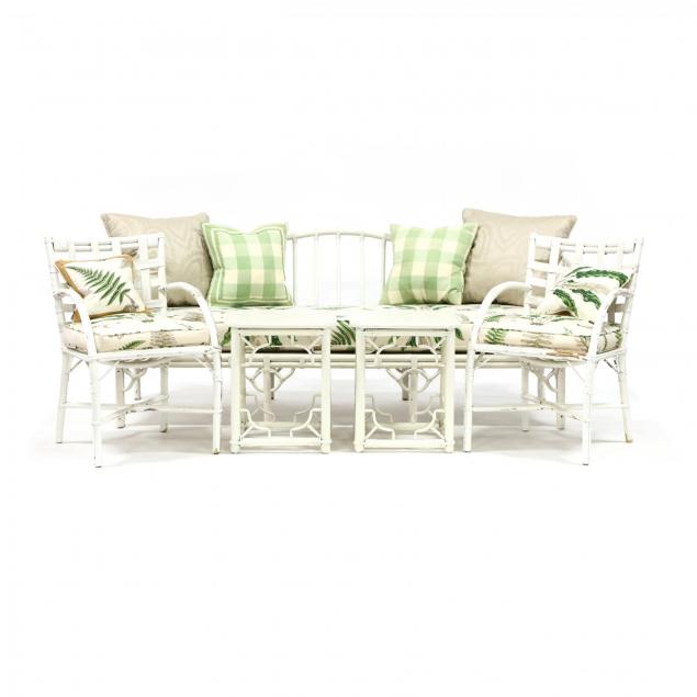 five-piece-vintage-painted-rattan-patio-set