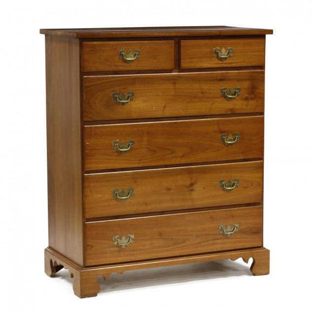 bench-made-walnut-chippendale-style-semi-tall-chest-of-drawers