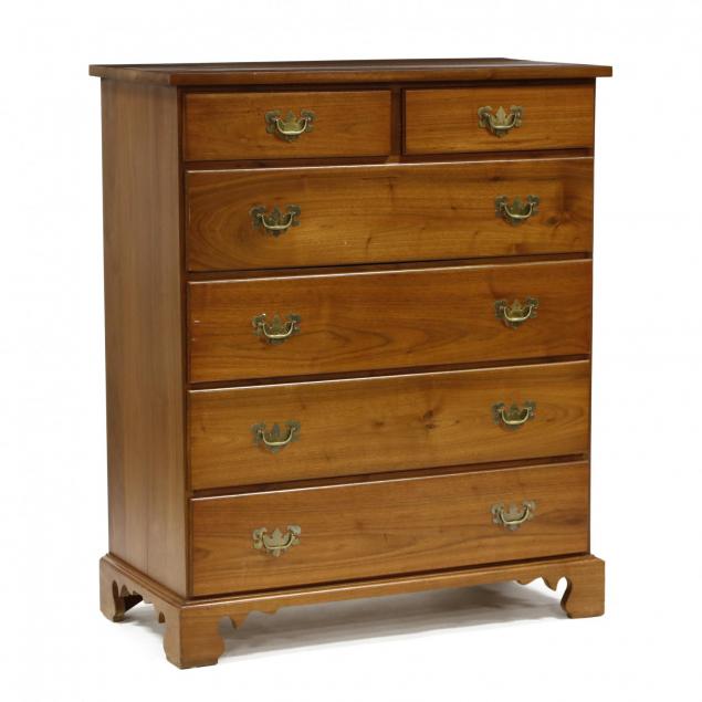 bench-made-walnut-chippendale-style-semi-tall-chest-of-drawers