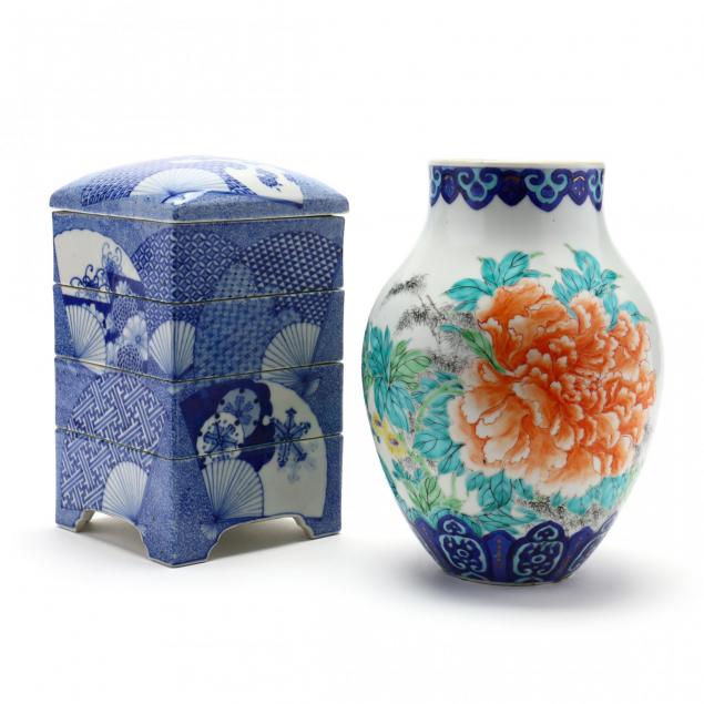 a-japanese-ko-imari-jubako-stacked-storage-box-and-fukagawa-vase
