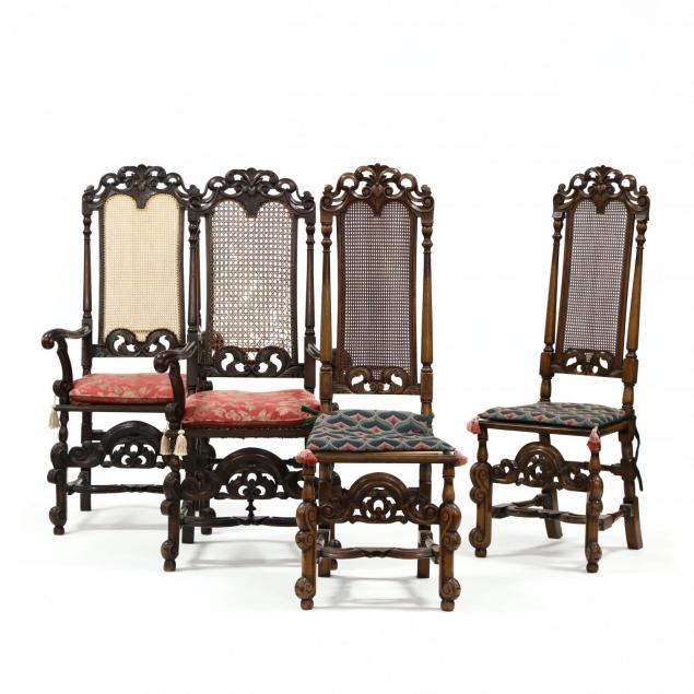 set-of-four-spanish-style-carved-walnut-hall-chairs