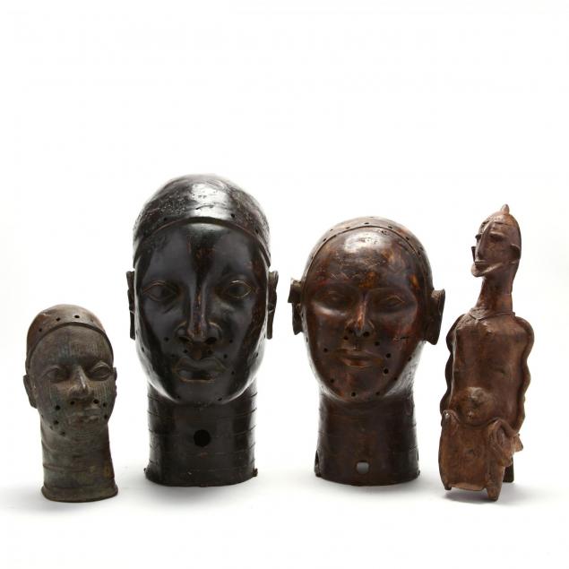 four-african-benin-bronze-heads