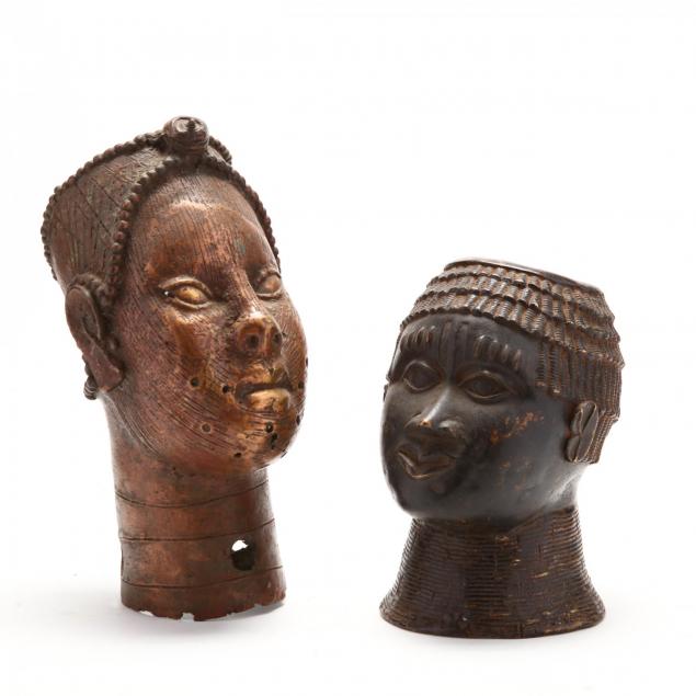 two-african-benin-bronze-heads