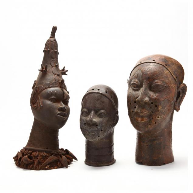 three-african-benin-bronze-heads