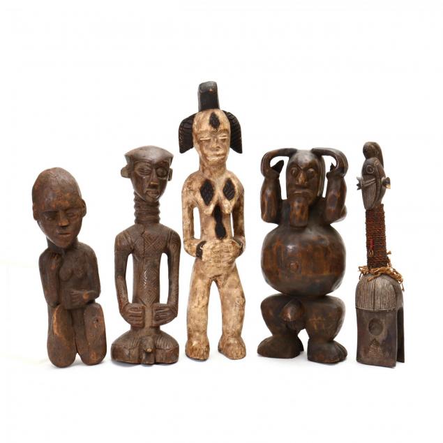 five-african-carved-tribal-figures