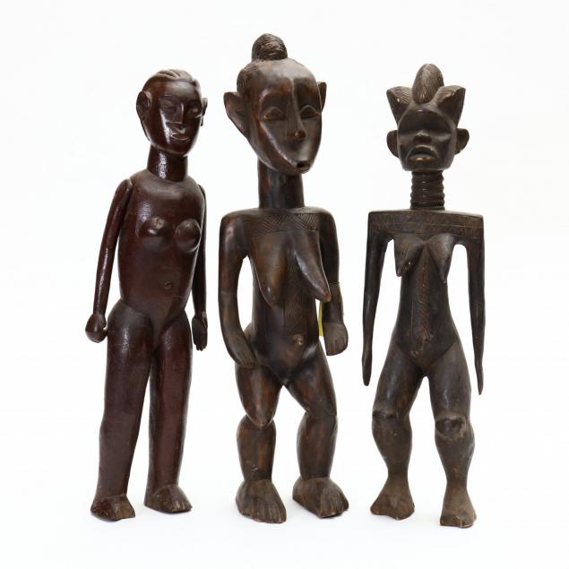 three-african-carved-wood-female-tribal-figures