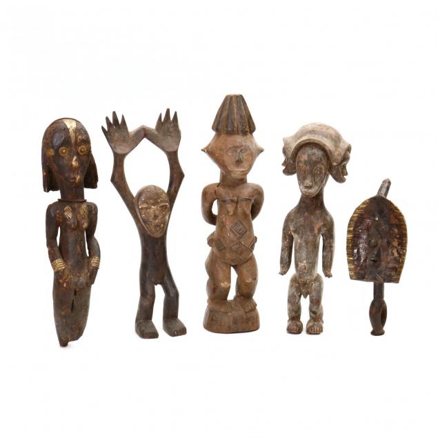 five-african-carved-tribal-figures