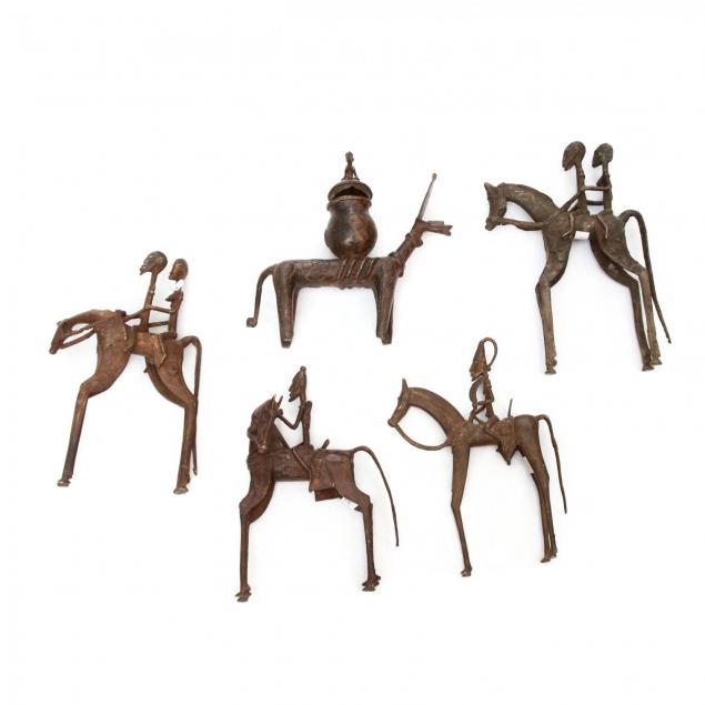 group-of-five-dogon-equestrian-warrior-sculptures