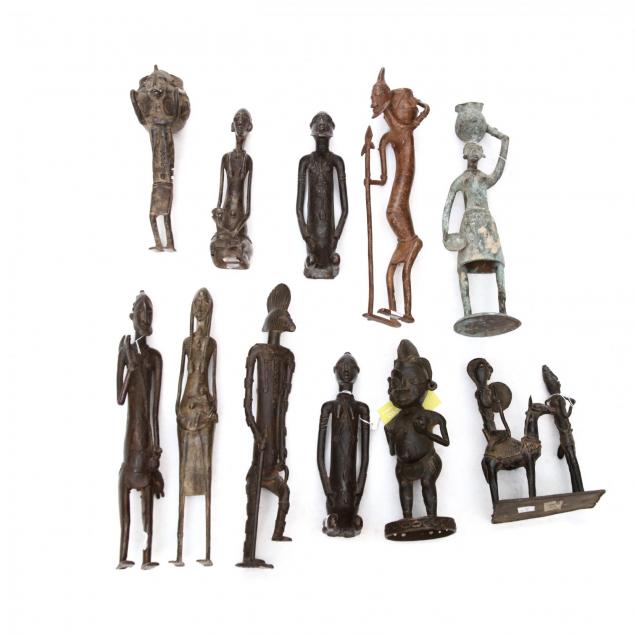 group-of-eleven-bronze-african-tribal-statues