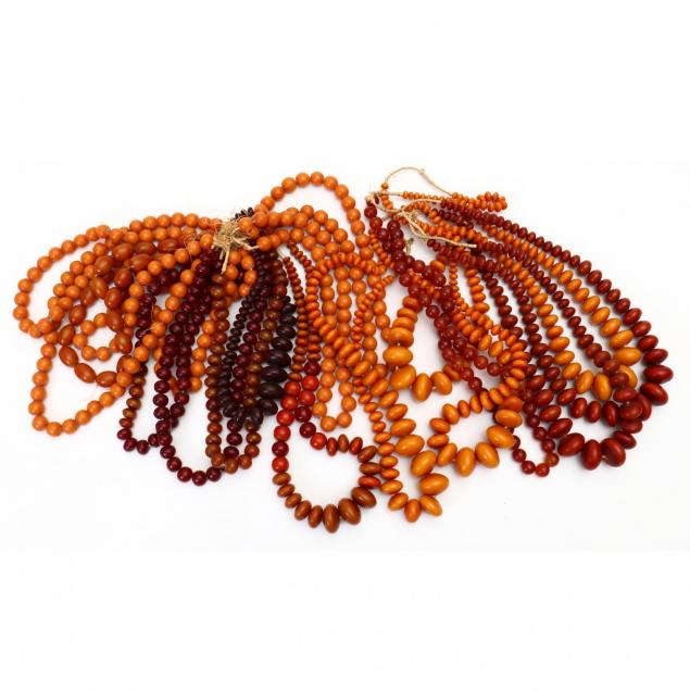 seventeen-large-strands-of-african-amber-copal-beads