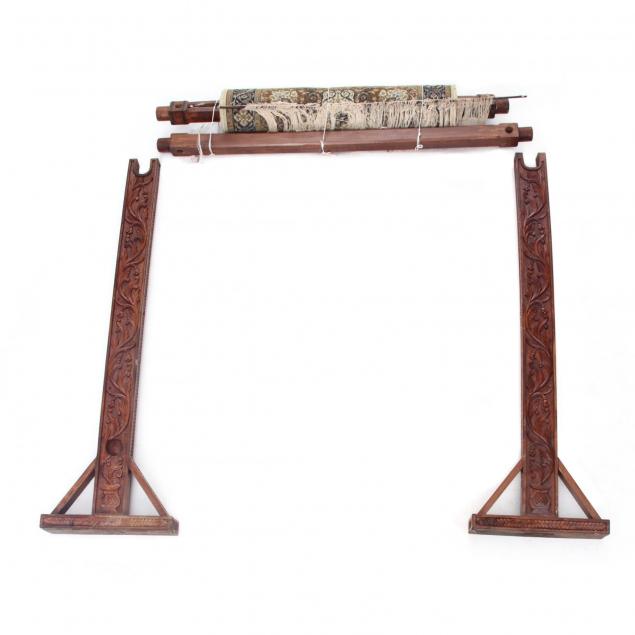 southeast-asian-carved-mahogany-loom-with-rug