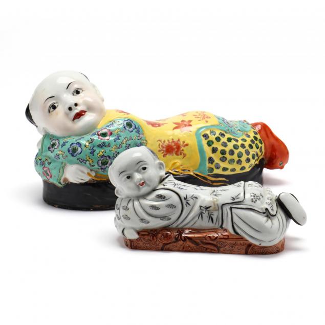 two-chinese-famille-rose-boy-porcelain-pillows