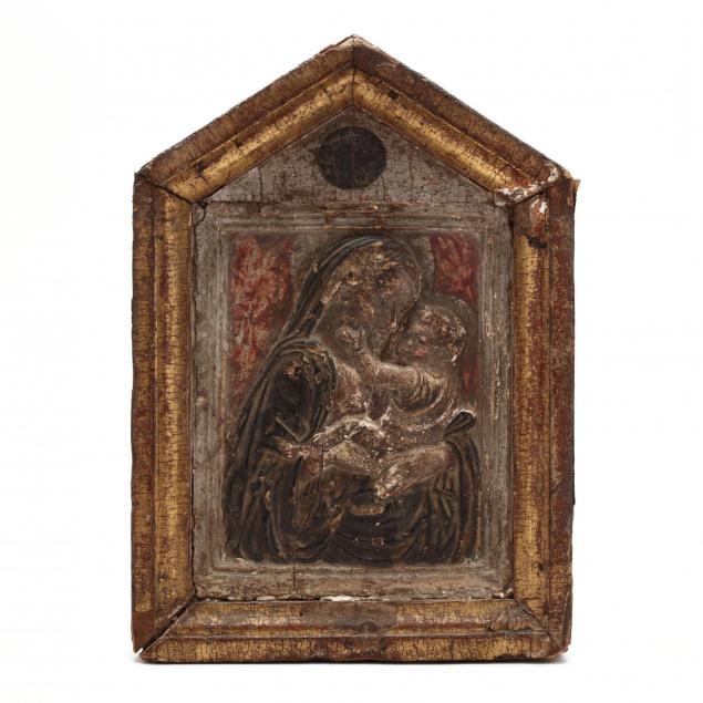 an-italian-renaissance-painted-stucco-relief-of-the-madonna-child