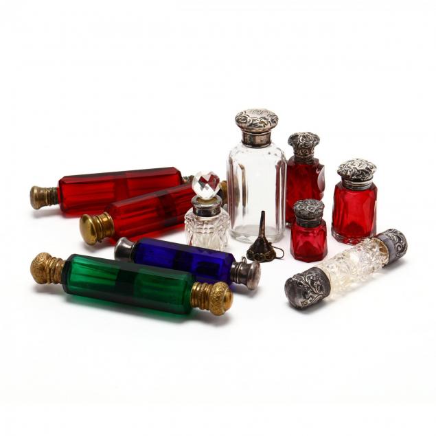 ten-victorian-glass-scent-bottles
